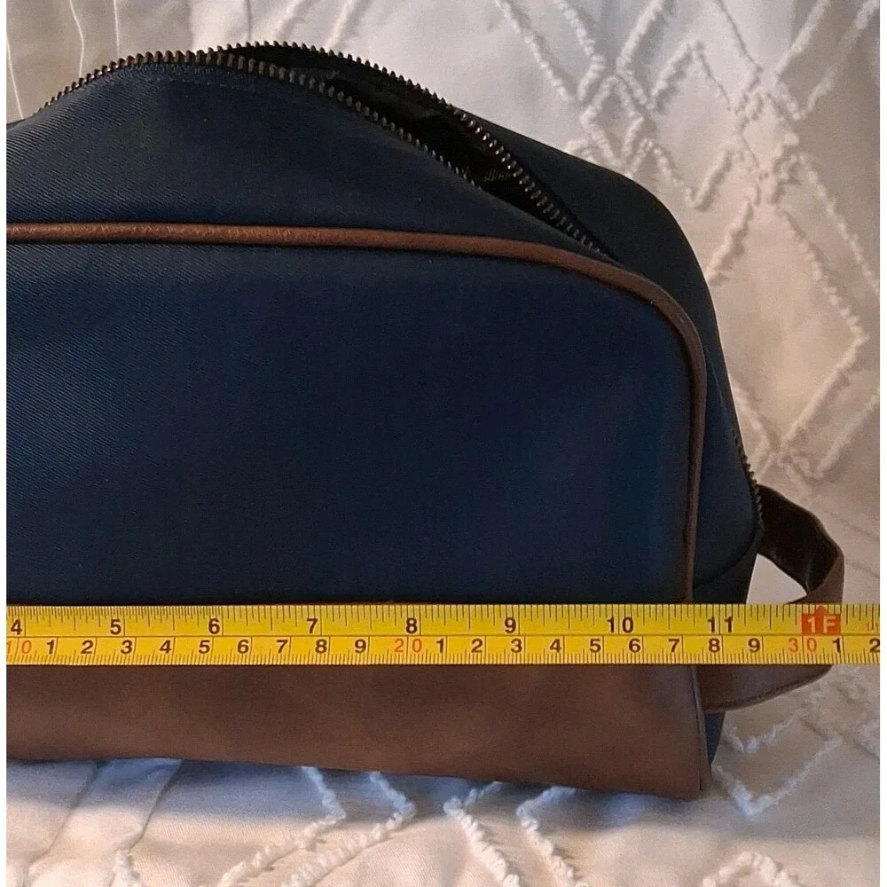 Tommy Bahama Men Blue Toiletry Shaving Travel Bag Leather Nylon Resort Vacation